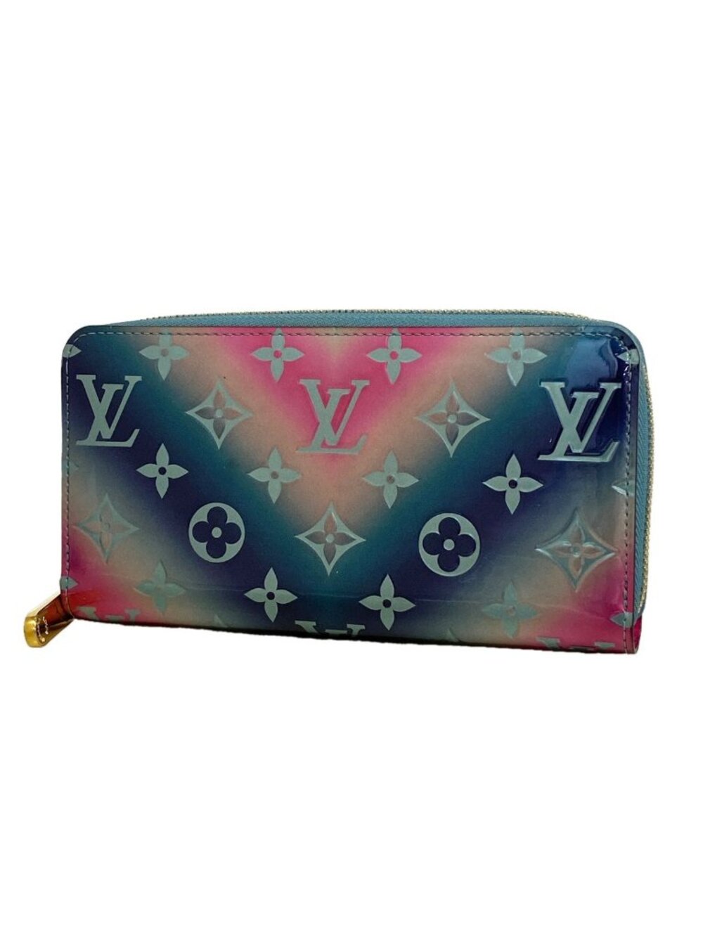 Louis Vuitton Wallet Vernis Zippy Blue Pink